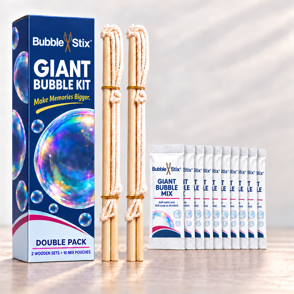 Double Pack BubbleStix packaging and included equipment